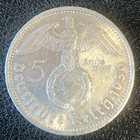 1936-A Germany German 5 Mark Third Reich Silver World Nice Coin