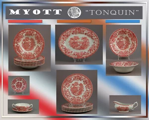 Myott "Tonquin" Teile zur Wahl: teller platte kanne tasse england rot - Bild 1 von 26