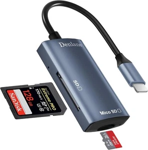 SD Card Reader for iPhone iPad, 2-In-1 Dual Slot Aluminium Memory SD Card Reader - Picture 1 of 8
