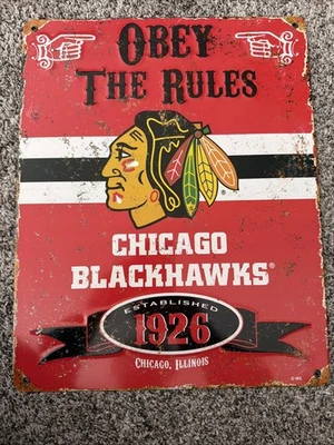 Chicago Blackhawks Large 14.5x11.5 Inch Heavy Duty Metal Wall Pub Sign... - Image 1 of 4