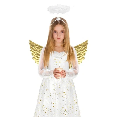 Disfraz de Ángel para Niños Niñas, Blanco Elegante Vestido de Princesa con Alas Diadema... Foto 1 de 4