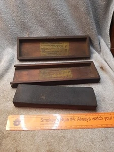 ANTIQUE SHARPENING STONE WISCONSIN ABRASIVE CO #217 & #218 USED - Picture 1 of 16