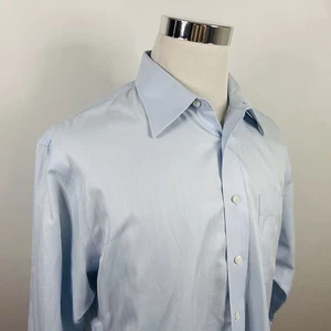 John W Nordstrom 16.5 32 Wrinkle Free Dress Shirt Light Blue Herringbone Cotton - Picture 1 of 5
