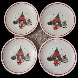4 NORITAKE Epoch Holiday Joy Christmas tree rocking horse dinner plates stars - Picture 1 of 3