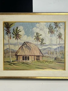 Vintage Australian Artist Charles McPhee Oil Painting Tahitian Samoa 1943 - Picture 1 of 18