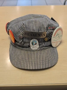 Small Vintage Railroad Train Conductor Hat USA Blue With 12 VTG Pins Pinbacks - Picture 1 of 11