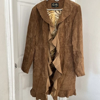 Scully Leather Coat Duster Trench Womens XL Brown Hippie Boho Western - Image 1 of 4
