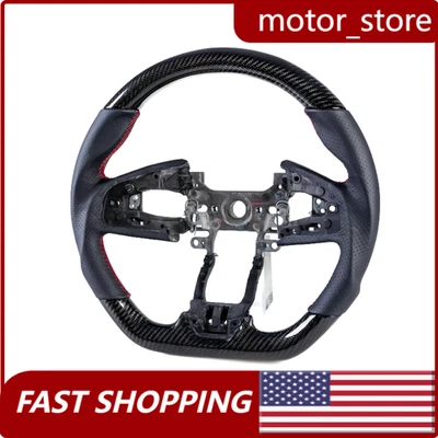 Volante plano deportivo de fibra de carbono y cuero 2017-22 reemplazo para Honda CR-V Foto 1 de 4