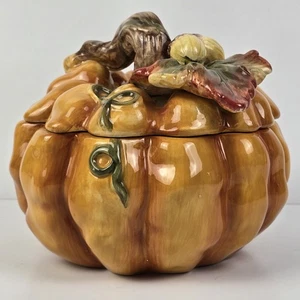 Kürbis Patch Keramik Deckel Schale Schale mit Deckel Herbst Ernte Deko Erntedank - Bild 1 von 12