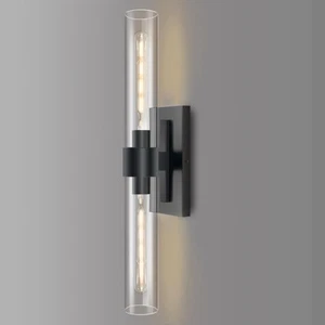 Edwarmlux 2-Light Fixtures 23" Indoor Wall Sconce Clear Glass Modern Cylinder - Picture 1 of 3