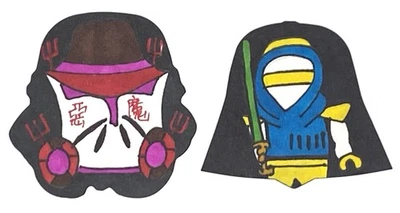 2008 Topps Star Wars GALAXY 4 DieCut Sketch Card  KERRY LEE x2 TROOPER & VADER - Image 1 of 4