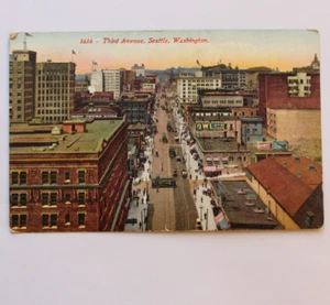 Seattle WA Postkarte Third Ave mit Trolleys 1912 TR Sachbearbeiter Stempel 1c Green Franklin - Bild 1 von 6