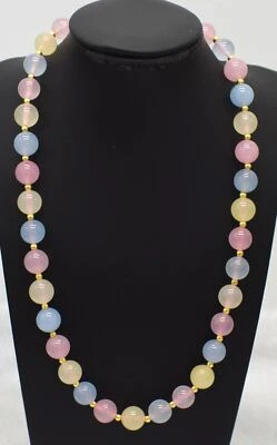 Collar de cuentas redondas de piedras preciosas morganita multicolor natural de 6/8/10 mm 16-32 pulgadas Foto 1 de 4