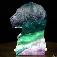 2.9" Fluorite Hand Carved Crystal Wolf Sculpture, Crystal Healing