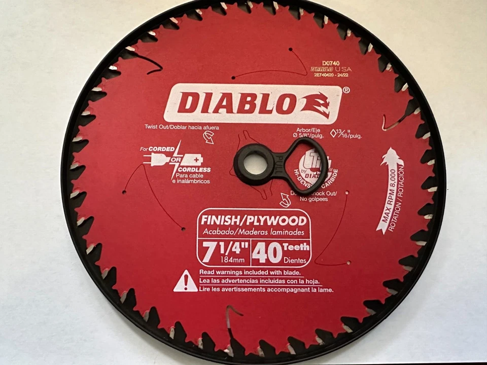DIABLO 7-1/4 SAW BLADE 40 TEETH D0740 BRAND NEW