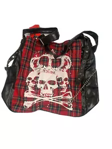 Gothic Steampunk Rabe SDL Tartan Schultertasche selten Fund Faux - Bild 1 von 8