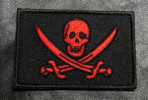 CALICO JACK JOLLY ROGER PIRATE FLAG SKULL SWORDS HOOK LOOP PATCH - Picture 1 of 1