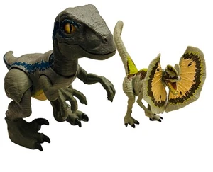 Jurassic World Figuren Primal Pal 2018 blau Velociraptor Dinosaurier Dilophosaurus - Bild 1 von 18