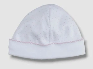 $15 Kissy Kissy Baby White Polka-Dot Print Baby Hat Size Newborn - Picture 1 of 2