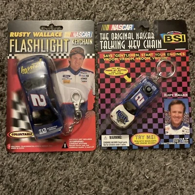 Vintage NASCAR #2 Rusty Wallace Race Car Flashlight Key Chain Lot Of 2 - Image 1 of 3
