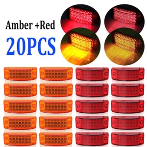 2-20x Amber Red LED Side Marker Clearance Light Rectangle Truck Trailer CamperRV - Picture 1 of 13