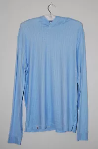 Camicia da sole Johnnie-O uomo Malibu blu stampa onda LS con cappuccio nuova con etichette taglia S - Foto 1 di 14