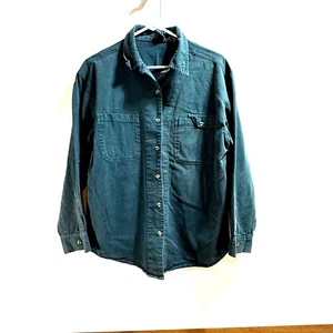 Camisa de Trabajo Justin Allen Chemise Mangas Largas Algodón Pesado Pluma Bolsillo Verde Grande - Imagen 1 de 9