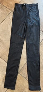 Divided Women 4 Black Faux Leather High Waisted Rise Skinny Leggings Pants EE - Picture 1 of 5