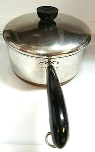 DE COLECCIÓN 1801 REVERE WARE 2 CUARTOS DE GALÓN SARTÉN OLLA FONDO REVESTIDO DE COBRE CON TAPA - Imagen 1 de 10