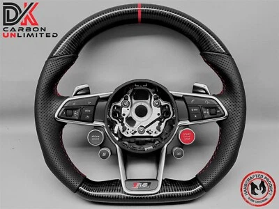 Audi 2015 2024 R8 4S TT RS 8S rojo cuero perforado volante carbono v1 Foto 1 de 4