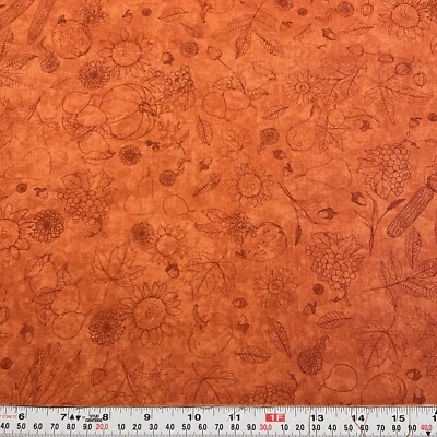 Tecido de algodão laranja queimado Nature’s Bounty Wilmington remanescente de meia jarda 18 x 44 - Imagem 1 de 2