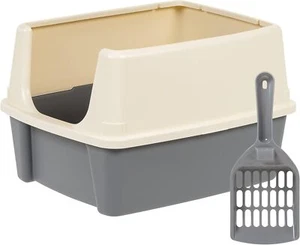 Large Cat Litter Box with High Sides,Open Top,Includes Scoop,19 x 15 x 11.75 inc - Picture 1 of 9
