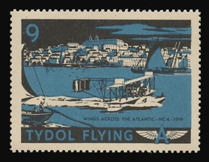 PÓSTER SELLOS TYDOL FLY "A" DE 1940 - #9, ALAS A TRAVÉS DEL ATLÁNTICO - 1919 - Imagen 1 de 2
