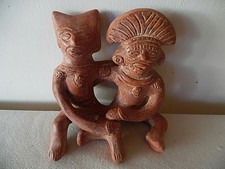 VINTAGE AZTEC MAYAN POTTERY MATRIMONIAL GODS STATUE