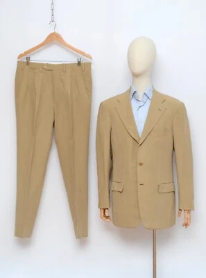 KITON Luxury Men's Beige Silk & Linen Suit Blazer + Trousers Sz 50 Made in Italy - Image 1 of 4
