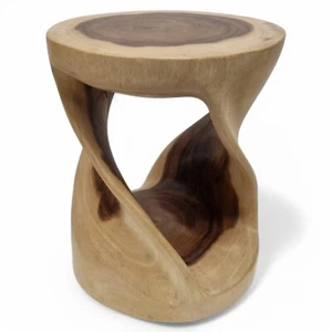 Suar Wood Side Table Flower Column Solid Wood Stool Table Acacia Decor - Picture 1 of 16