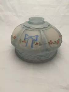 Antique Painted Victorian7 1/2" Light Fixture Satin Shade Globe Floral Bow - Picture 1 of 5
