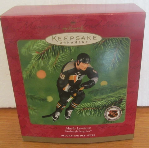 MARIO LEMIEUX BLACK JERSEY Hallmark Handcrafted Action Figure Ornament Cover