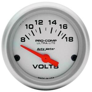 Auto Meter Ultra-Lite Series Voltmeter Gauge 2-1/16" Electric 8-18 volts AU4391