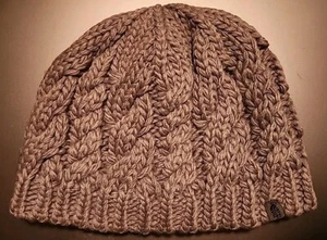 The North Face Youth Medium Gray Unisex Cable Knit Beanie Black Fleece Lined - Picture 1 of 6