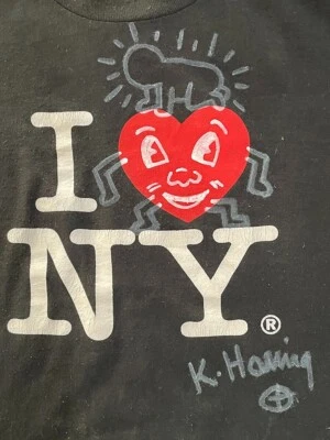 Keith Haring dibujo en camiseta - con CERTIFICADO Foto 1 de 4