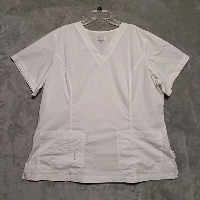 Camisa Médica Top Peaches Para Mujer Talla 3X Blanca Multi Bolsillo Cuello en V Ropa de Trabajo Foto 1 de 4