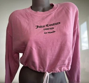 New Juicy Couture Forever 21 Embroidered Cropped Sweatshirt Pink Small - Picture 1 of 7