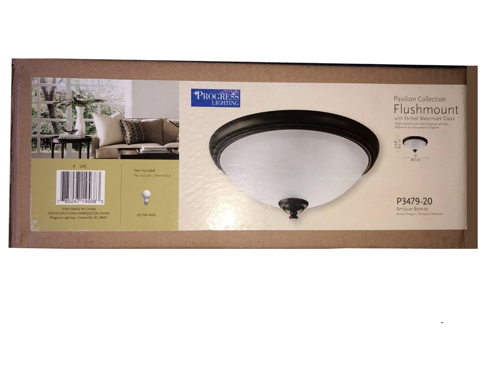 Progress Lighting Montaje en llamas Techo Pabellón Colección P3479-20 Bronce Antiguo Foto 1 de 1