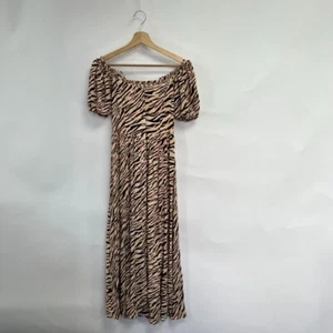 Anthropologie X Kachel Cold Shoulder Animal Print Maxi Dress. Brown/Cream. UK 6. - Picture 1 of 9
