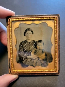 Antique Half Case Daguerreotype Photo Mother & Child Tin Type? - Picture 1 of 8