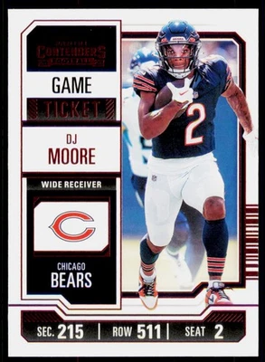 2023 Panini Contenders DJ Moore 18 Game Ticket Red Chicago Bears - Image 1 of 2