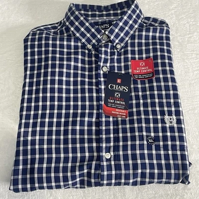 CHAPS Ralph Lauren Mens Blue Plaid Oxford Shirt Size  XL Ultimate Temp Control ￼ - Image 1 of 4