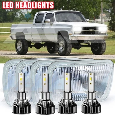 4pcs GLASS Led Headlights High/Low Sealed Beam fit GMC R3500 1988-1991 Foto 1 de 4