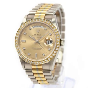 1989 Rolex Day-Date President Tridor 18349 36MM Diamonds Champagne L-Serial - Picture 1 of 7